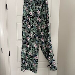 Blue Rain Floral Smocked Waistband Pants